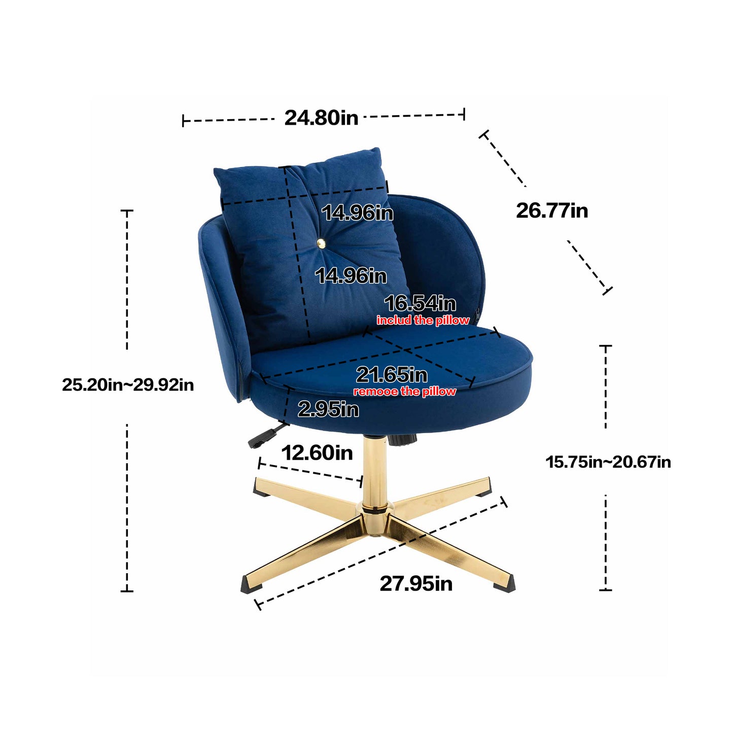 MOONMISS Home Office Desk Chair, Modern Adjustable Home Computer Executive Chair Swivel Task Chair for Small Space, Living Room, Make-up, Studying