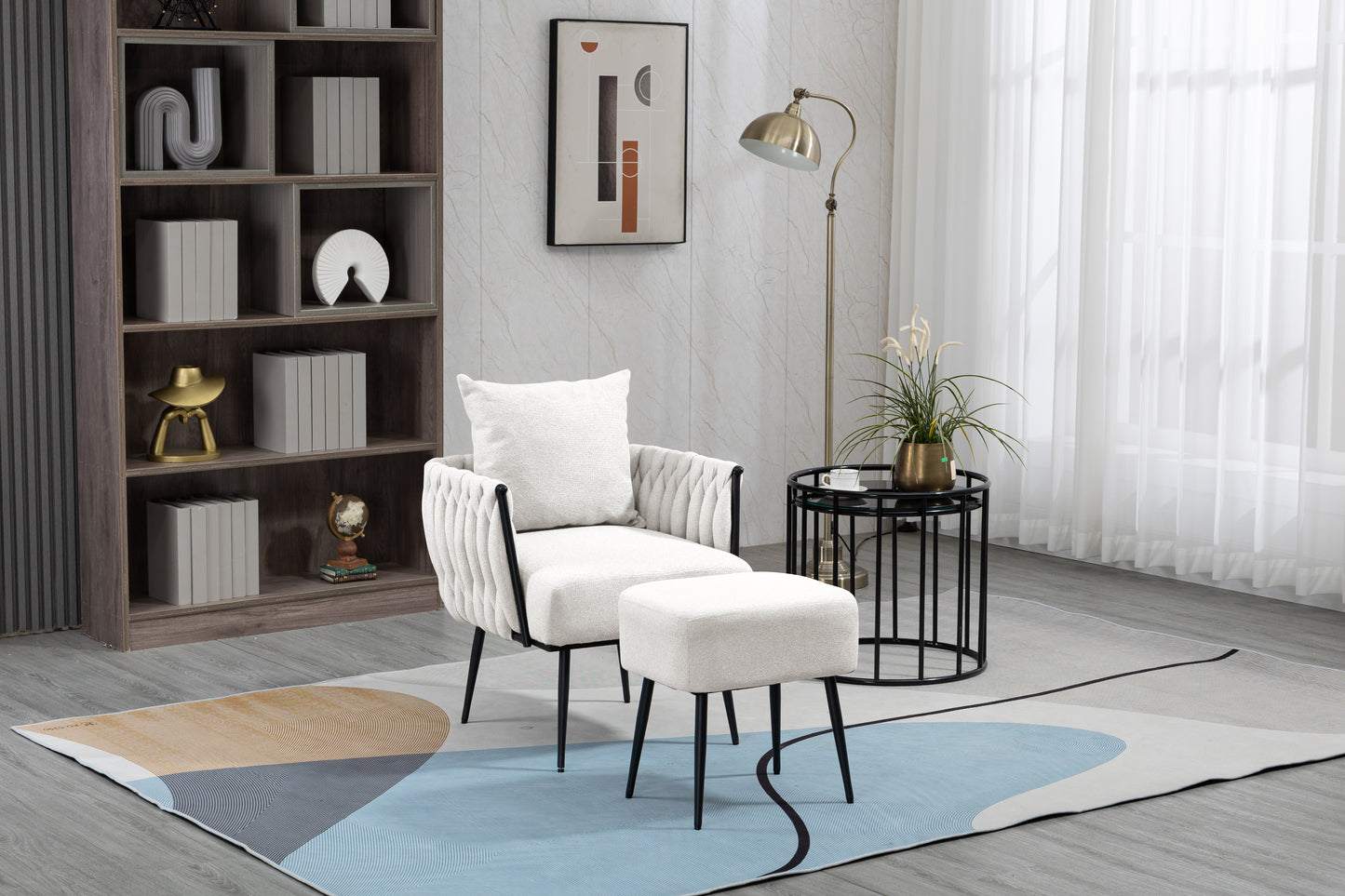 MOONMISS Accent Chair Modern Upholstered Armchair Tufted Chair with Metal Frame, Single Leisure Chairs for Living Room, Bedroom