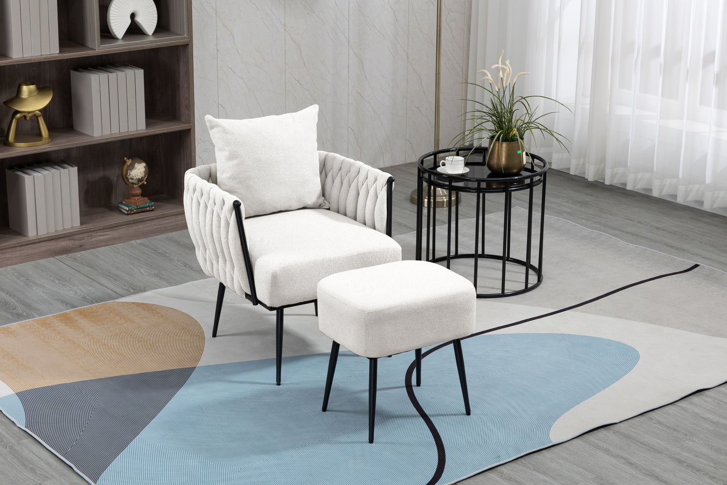 MOONMISS Accent Chair Modern Upholstered Armchair Tufted Chair with Metal Frame, Single Leisure Chairs for Living Room, Bedroom