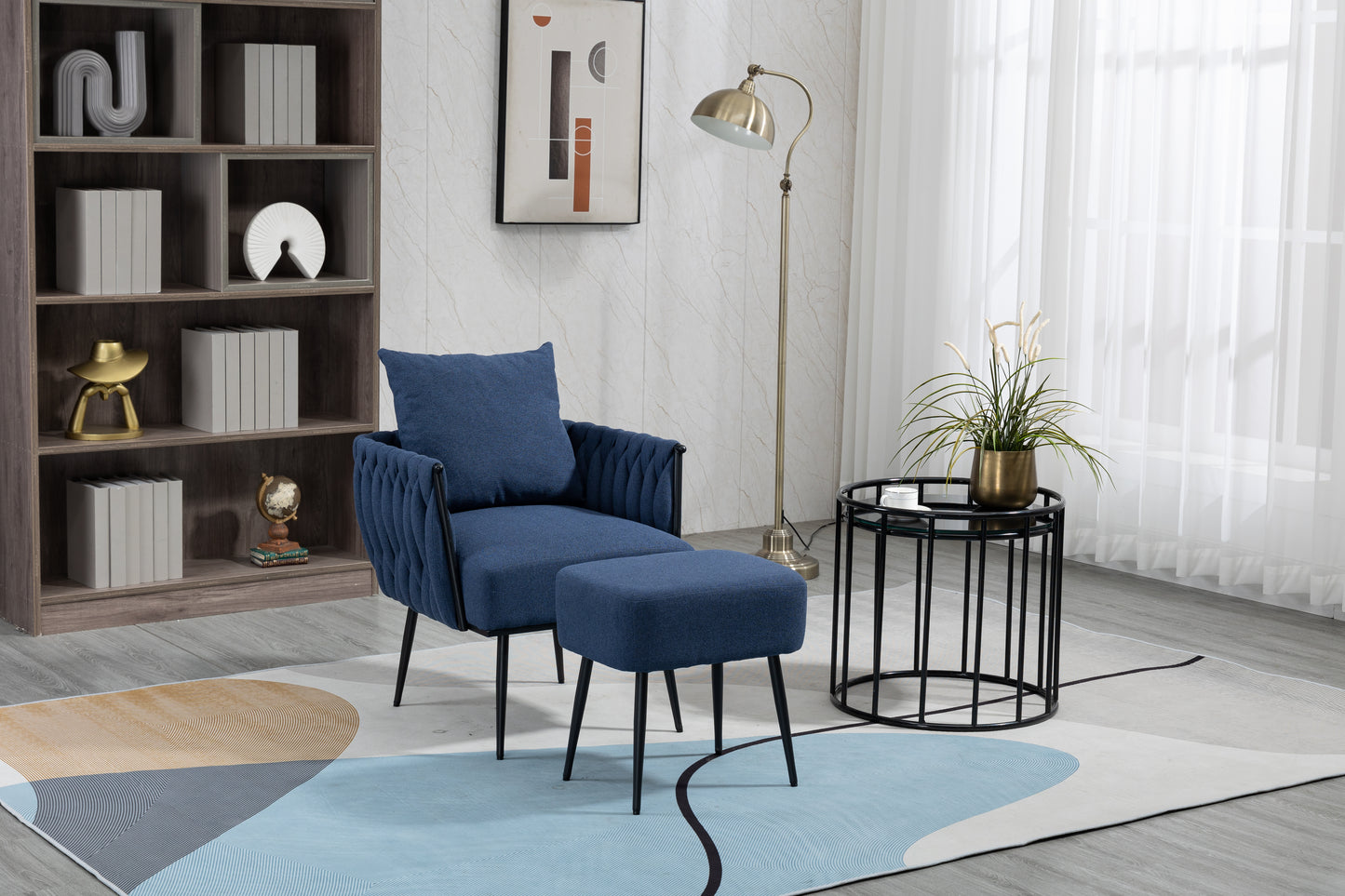 MOONMISS Accent Chair Modern Upholstered Armchair Tufted Chair with Metal Frame, Single Leisure Chairs for Living Room, Bedroom