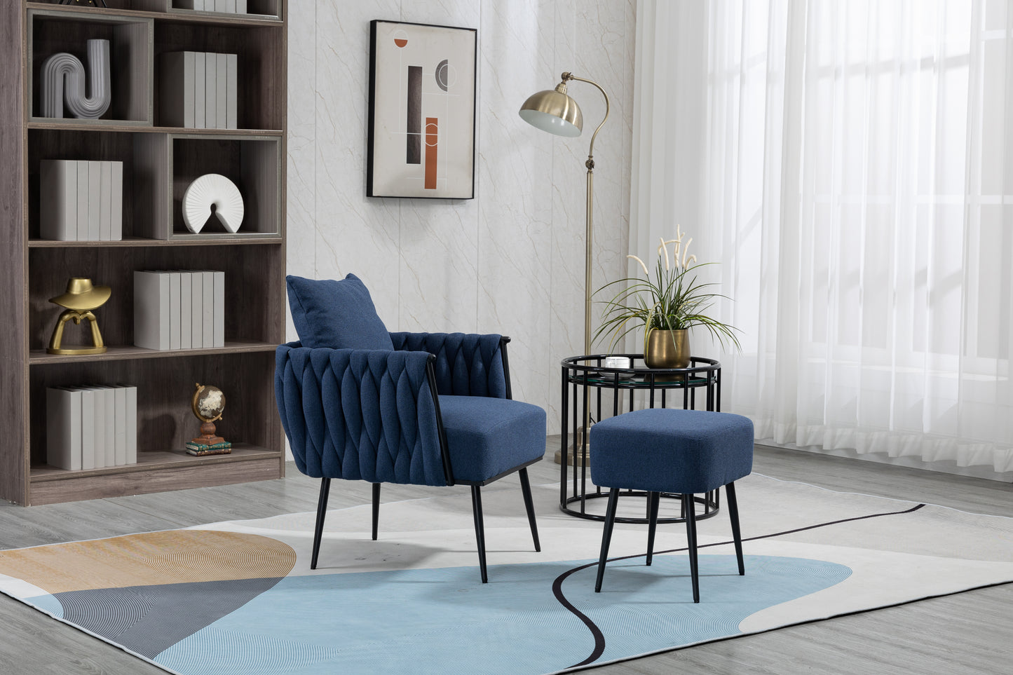MOONMISS Accent Chair Modern Upholstered Armchair Tufted Chair with Metal Frame, Single Leisure Chairs for Living Room, Bedroom