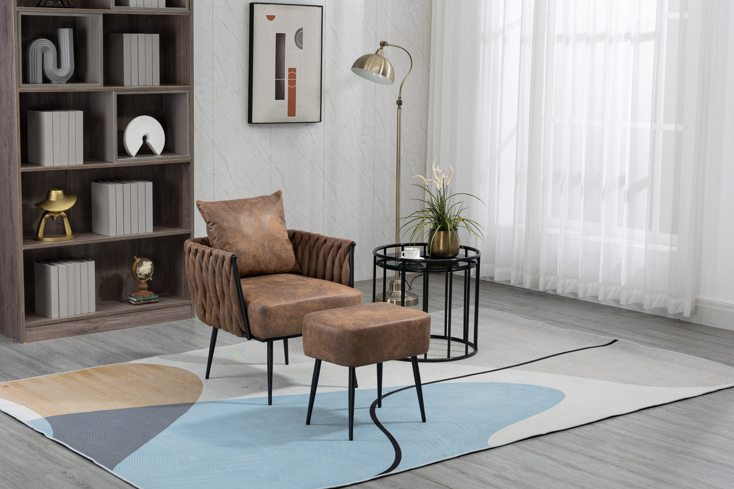 MOONMISS Accent Chair Modern Upholstered Armchair Tufted Chair with Metal Frame, Single Leisure Chairs for Living Room, Bedroom