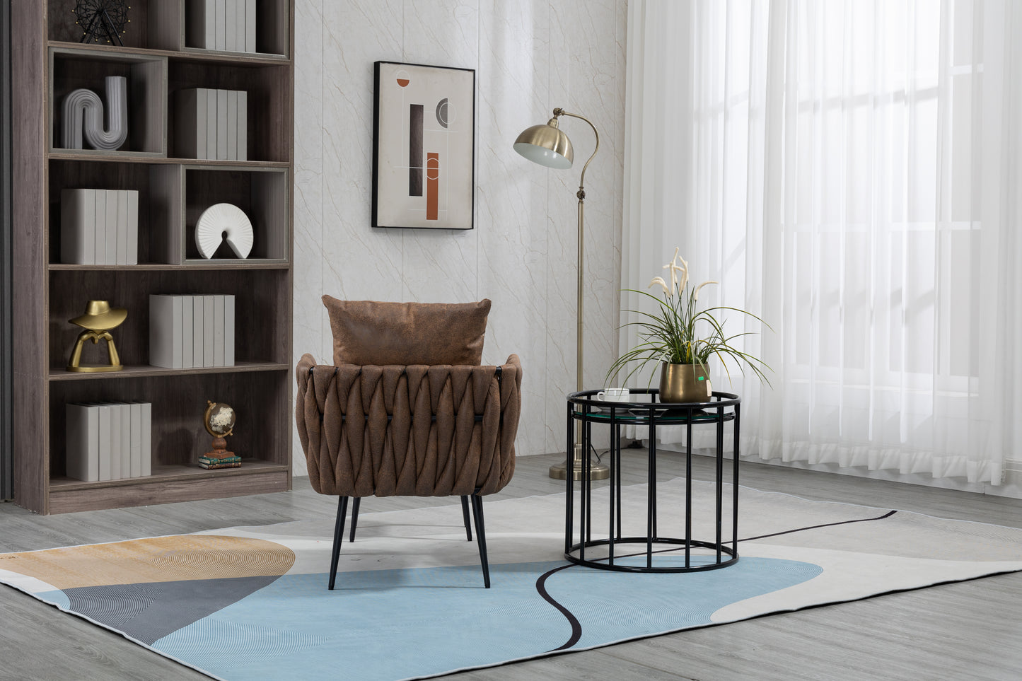 MOONMISS Accent Chair Modern Upholstered Armchair Tufted Chair with Metal Frame, Single Leisure Chairs for Living Room, Bedroom
