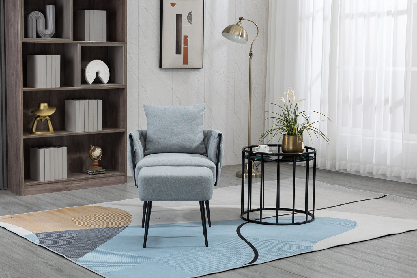 MOONMISS Accent Chair Modern Upholstered Armchair Tufted Chair with Metal Frame, Single Leisure Chairs for Living Room, Bedroom