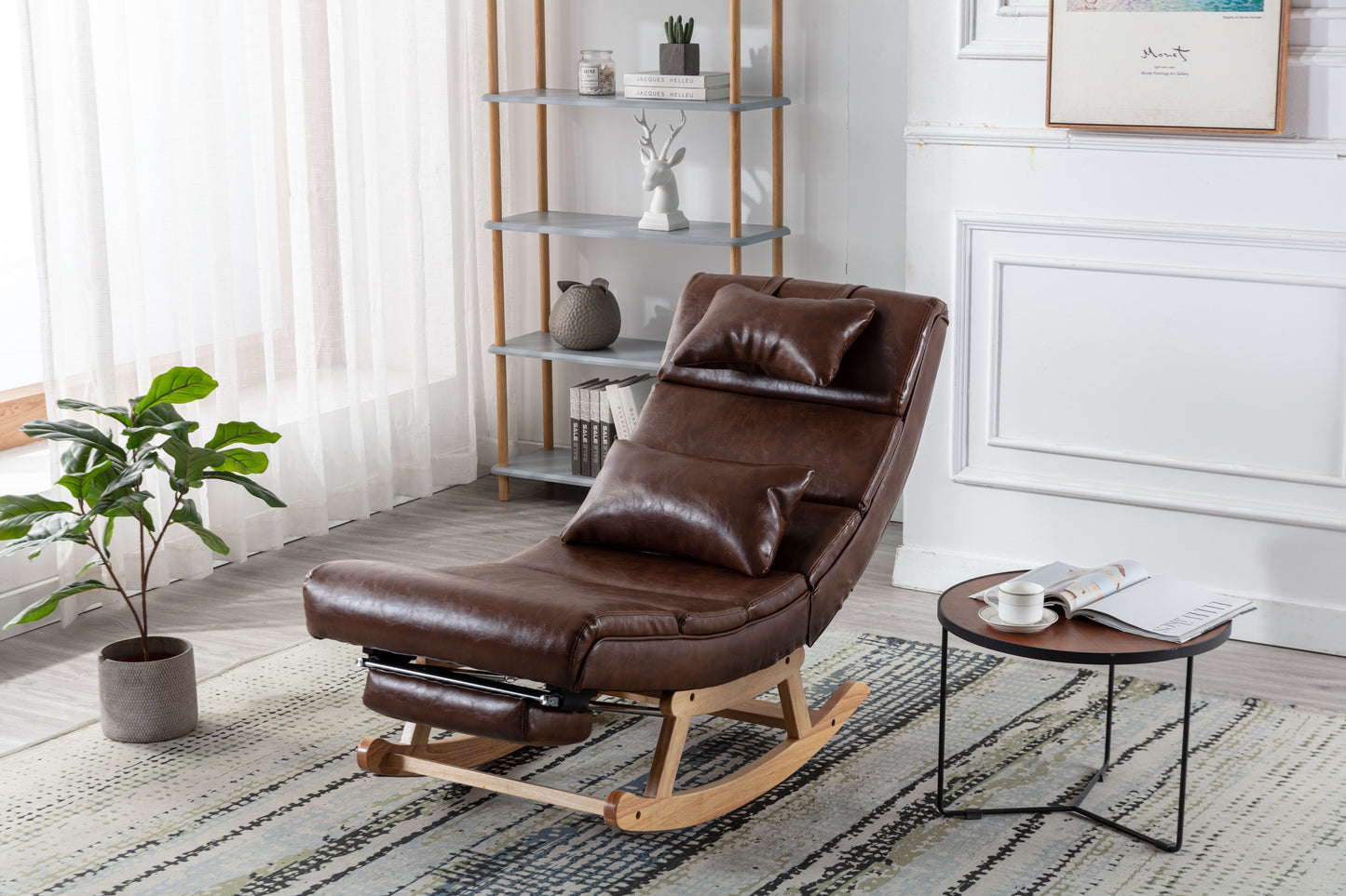 MOONMISS Modern and Comfortable Leather Rocking Chair for Living Room, Bedroom