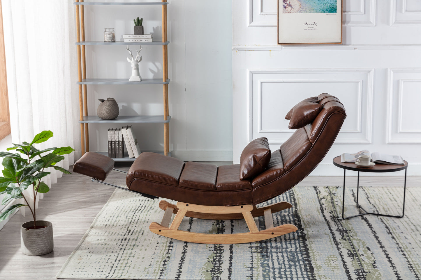 MOONMISS Modern and Comfortable Leather Rocking Chair for Living Room, Bedroom