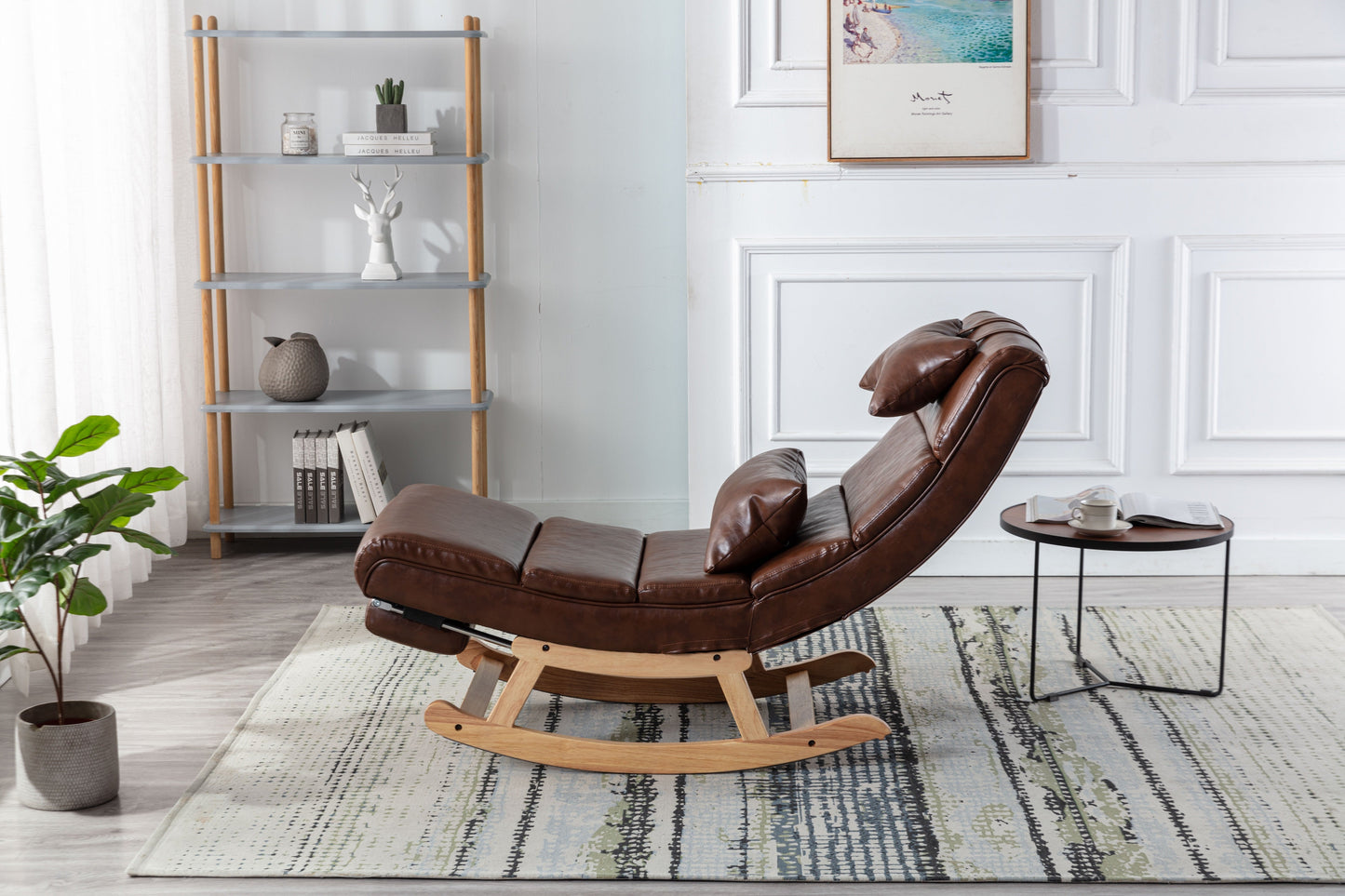 MOONMISS Modern and Comfortable Leather Rocking Chair for Living Room, Bedroom