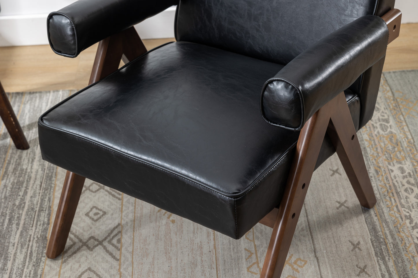 MOONMISS Wood Frame Armchair, Modern Accent Chair with Brown Feet Lounge Chair for Living Room, Bedroom