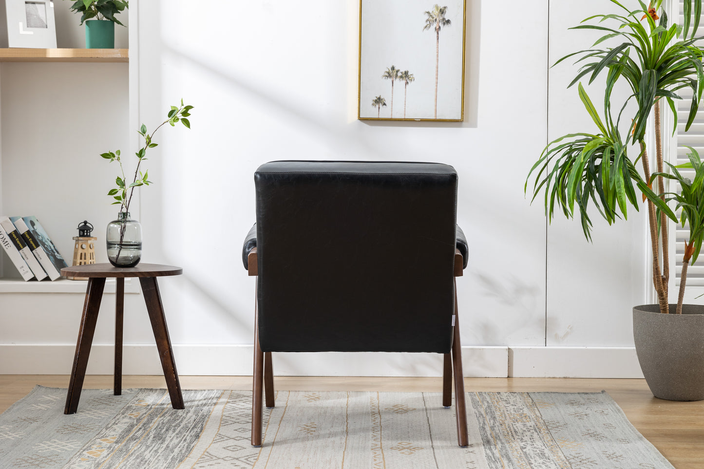 MOONMISS Wood Frame Armchair, Modern Accent Chair with Brown Feet Lounge Chair for Living Room, Bedroom
