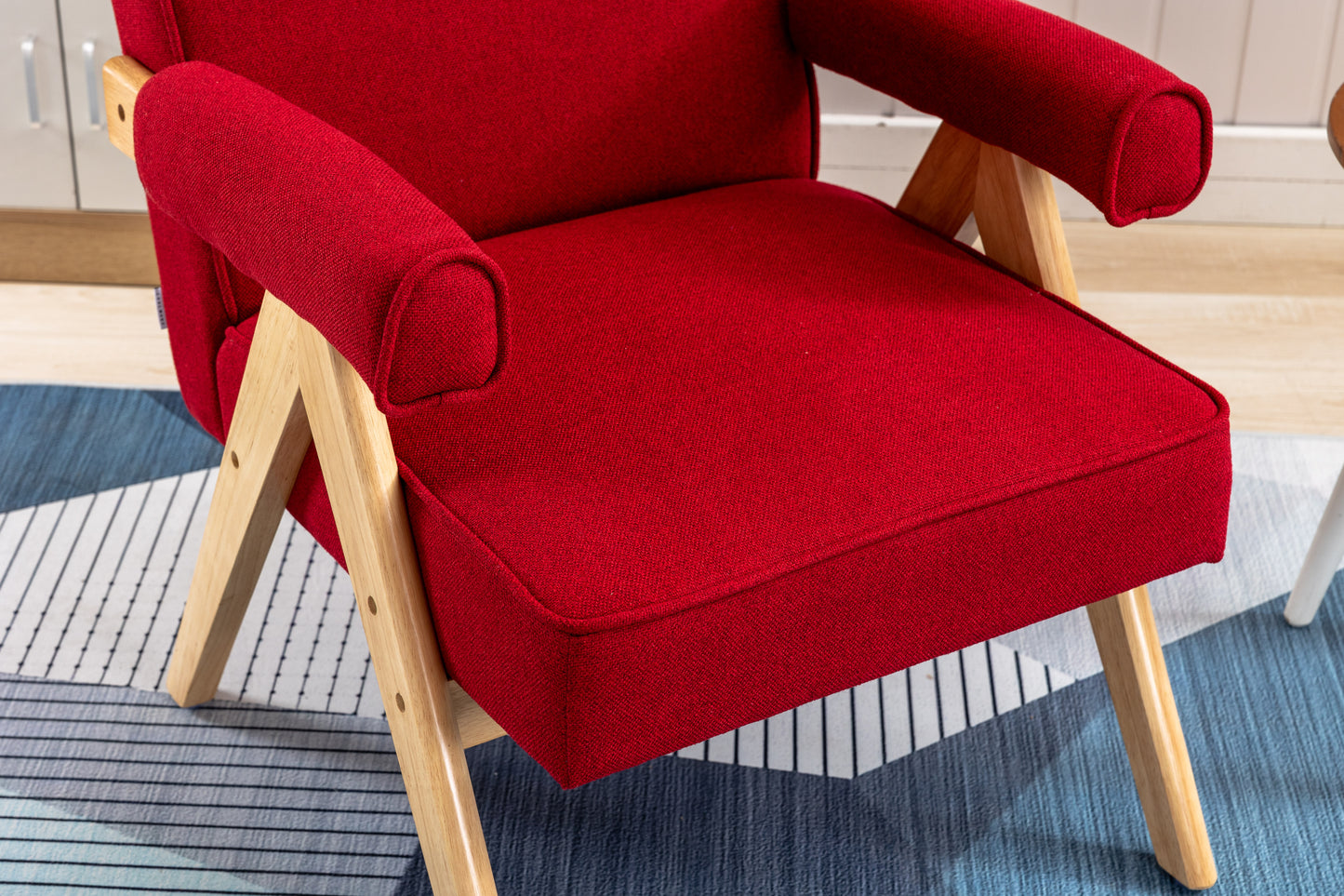 MOONMISS Wood Frame Armchair, Modern Accent Chair with Brown Feet Lounge Chair for Living Room, Bedroom