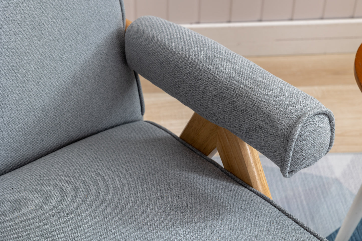 MOONMISS Wood Frame Armchair, Modern Accent Chair with Brown Feet Lounge Chair for Living Room, Bedroom