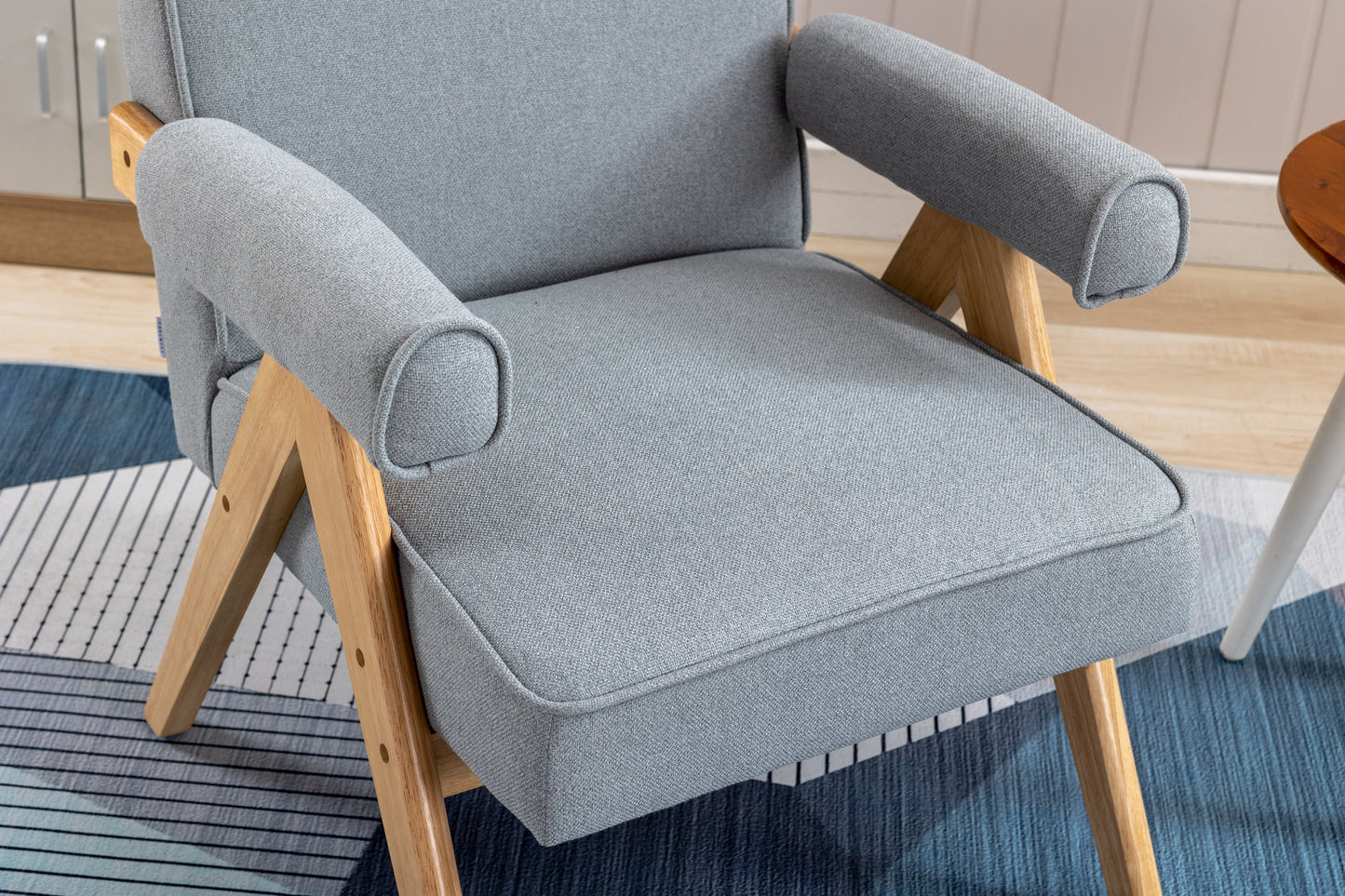 MOONMISS Wood Frame Armchair, Modern Accent Chair with Brown Feet Lounge Chair for Living Room, Bedroom