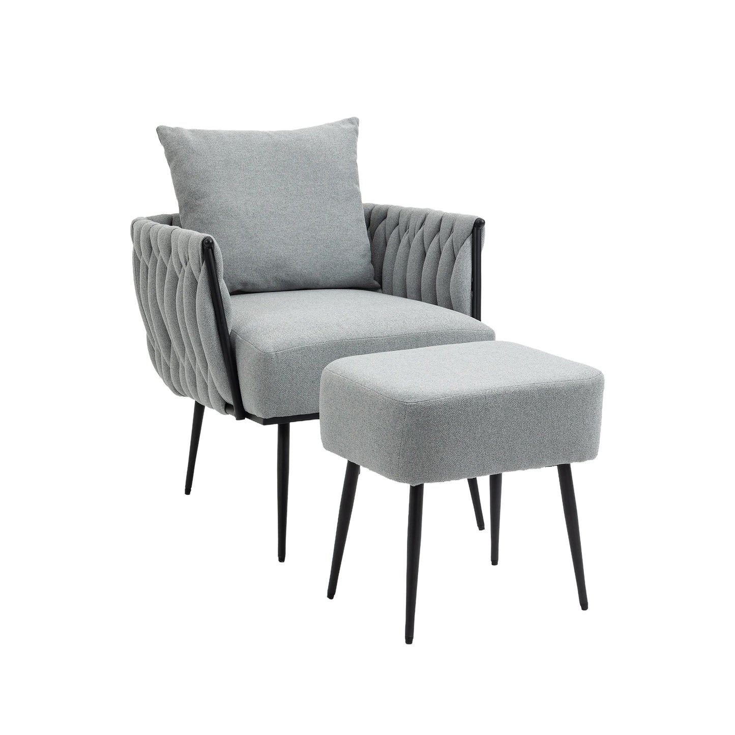 MOONMISS Accent Chair Modern Upholstered Armchair Tufted Chair with Metal Frame, Single Leisure Chairs for Living Room, Bedroom