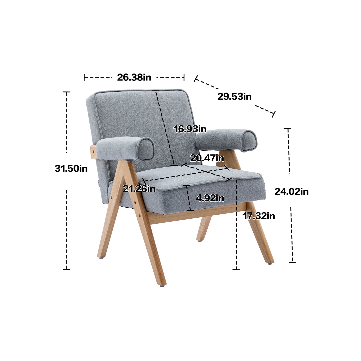 MOONMISS Wood Frame Armchair, Modern Accent Chair  with Brown Feet Lounge Chair for Living Room, Bedroom