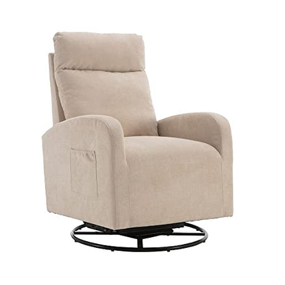 MOONMISS Swivel Glider Rocker Chair, Rocking Chair Nursery with Pocket, Comfy Chair with High Back, Deep Seat for Living Room, Bedroom