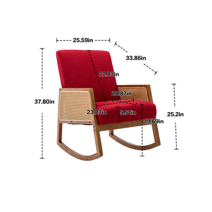 MOONMISS Mid-Century Modern Nursery Rocking Armchair, Upholstered Tall Back Accent Glider Rocker, Made of Solid Wood, Suitable for Living Room, Bedroom, Office