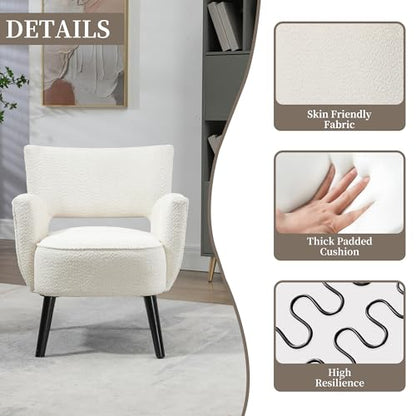 MOONMISS Modern Accent Chair - Cozy Chair with Upholstered Seat, Mid-Century Comfy Accent Chair with Armrests for Living Room, Bedroom