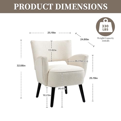 MOONMISS Modern Accent Chair - Cozy Chair with Upholstered Seat, Mid-Century Comfy Accent Chair with Armrests for Living Room, Bedroom