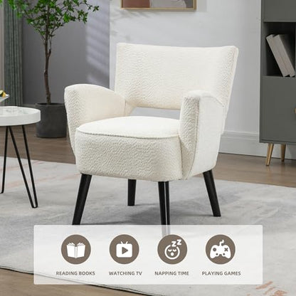 MOONMISS Modern Accent Chair - Cozy Chair with Upholstered Seat, Mid-Century Comfy Accent Chair with Armrests for Living Room, Bedroom