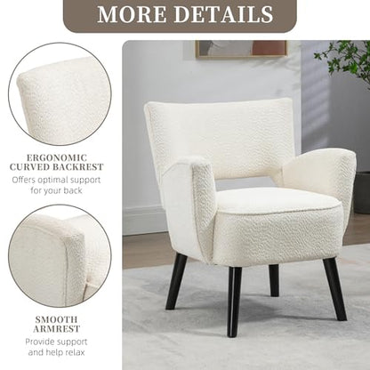 MOONMISS Modern Accent Chair - Cozy Chair with Upholstered Seat, Mid-Century Comfy Accent Chair with Armrests for Living Room, Bedroom