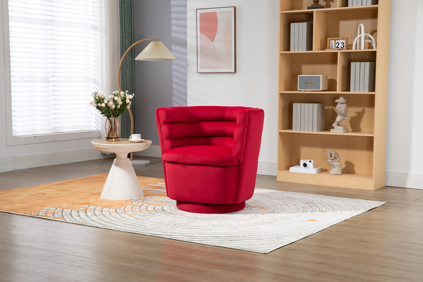 MOONMISS 360 Degree Swivel Barrel Chair, Comfy Round Accent Chair with storage for Living Room, 360 Degree Swivel Barrel Club Chair, Leisure Arm Chair for Nursery, Hotel, Bedroom, Office