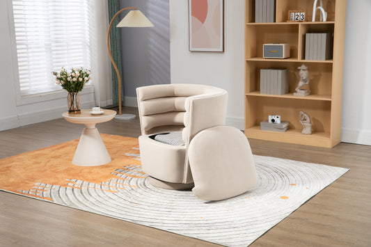 MOONMISS 360 Degree Swivel Barrel Chair, Comfy Round Accent Chair with storage for Living Room, 360 Degree Swivel Barrel Club Chair, Leisure Arm Chair for Nursery, Hotel, Bedroom, Office