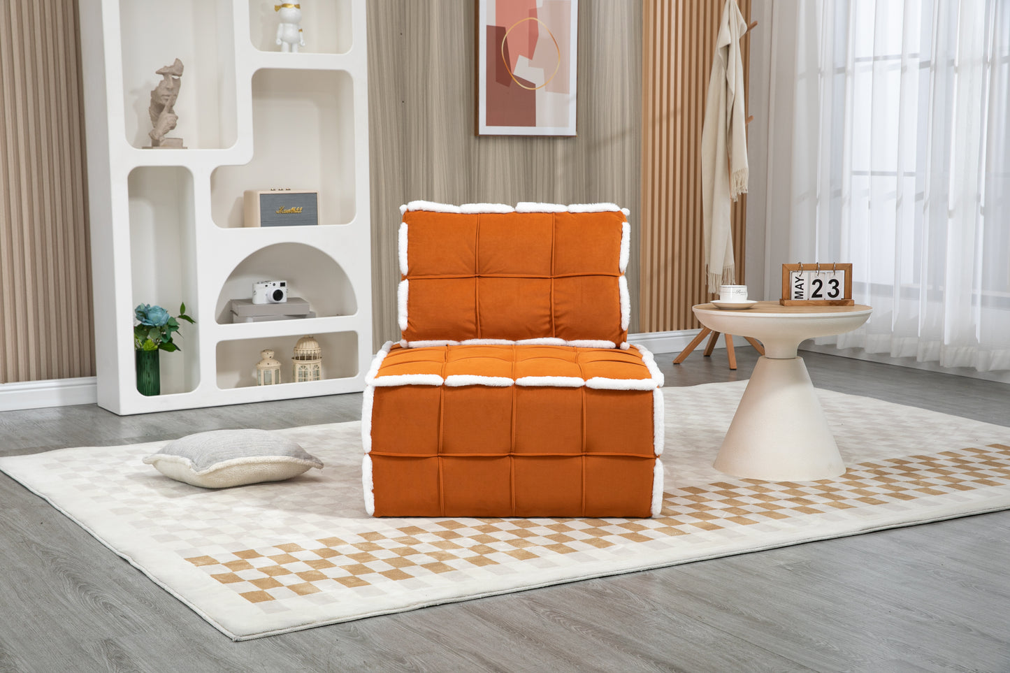 MOONMISS Upholstered Armless Accent Single Lazy Sofa Lounge Arm Chair,Comfy Oversized Leisure Barrel Chairs for Living Room/Office/Meeting-room/Apartment/Bedroom