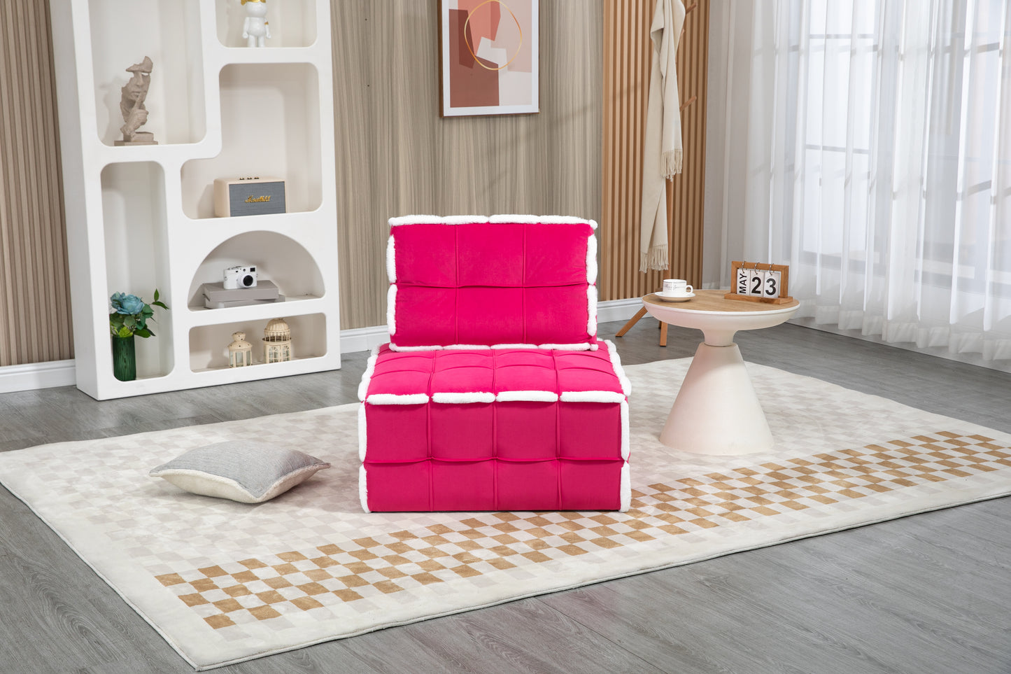 MOONMISS Upholstered Armless Accent Single Lazy Sofa Lounge Arm Chair,Comfy Oversized Leisure Barrel Chairs for Living Room/Office/Meeting-room/Apartment/Bedroom