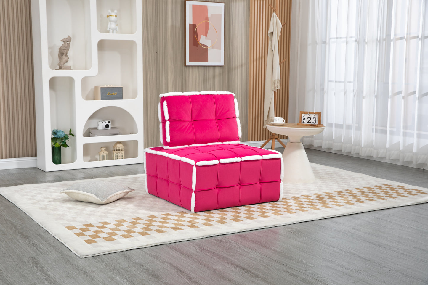 MOONMISS Upholstered Armless Accent Single Lazy Sofa Lounge Arm Chair,Comfy Oversized Leisure Barrel Chairs for Living Room/Office/Meeting-room/Apartment/Bedroom