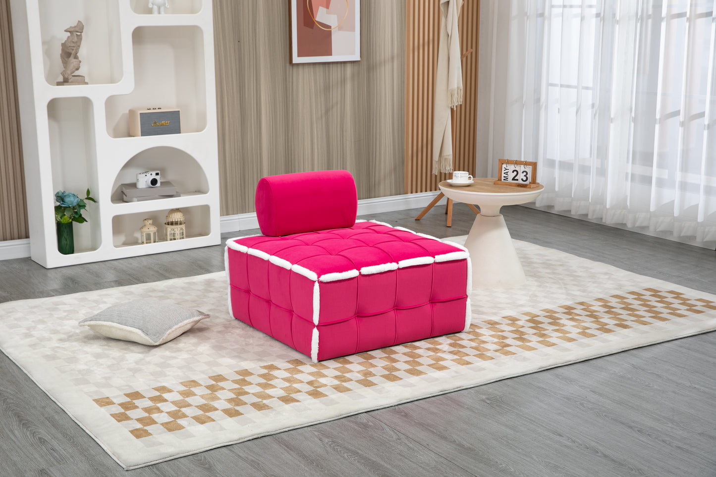 MOONMISS Upholstered Armless Accent Single Lazy Sofa Lounge Arm Chair,Comfy Oversized Leisure Barrel Chairs for Living Room/Office/Meeting-room/Apartment/Bedroom