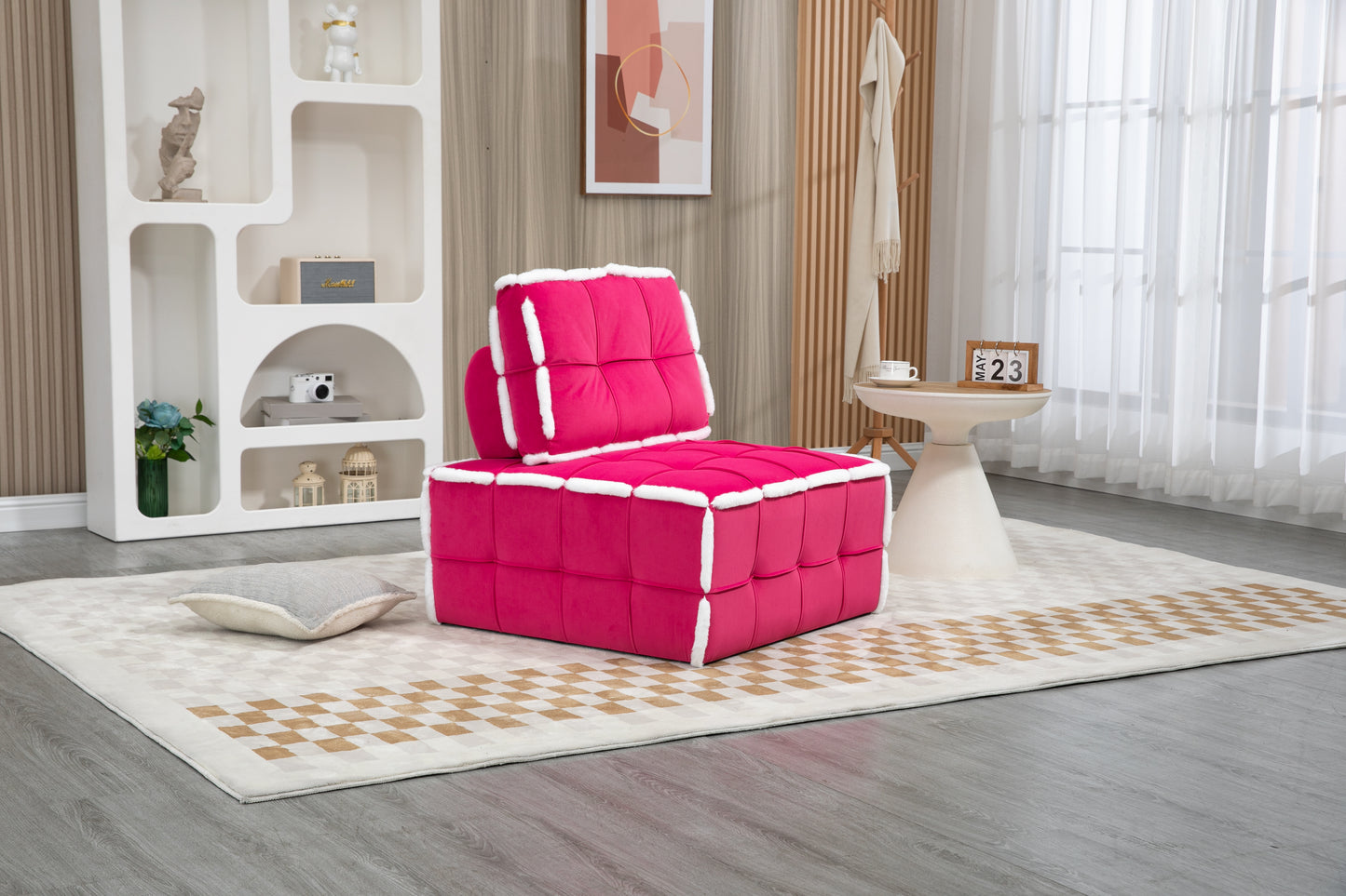 MOONMISS Upholstered Armless Accent Single Lazy Sofa Lounge Arm Chair,Comfy Oversized Leisure Barrel Chairs for Living Room/Office/Meeting-room/Apartment/Bedroom