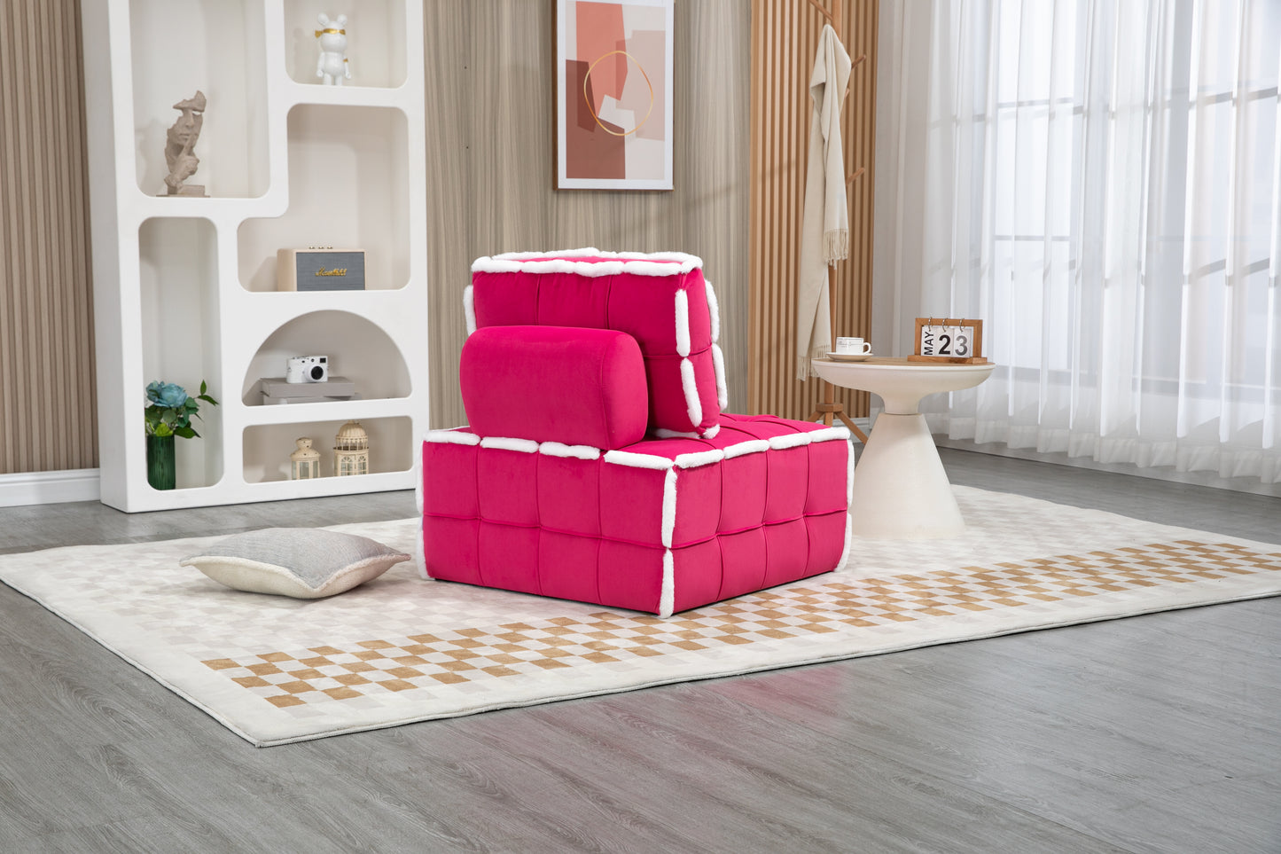 MOONMISS Upholstered Armless Accent Single Lazy Sofa Lounge Arm Chair,Comfy Oversized Leisure Barrel Chairs for Living Room/Office/Meeting-room/Apartment/Bedroom