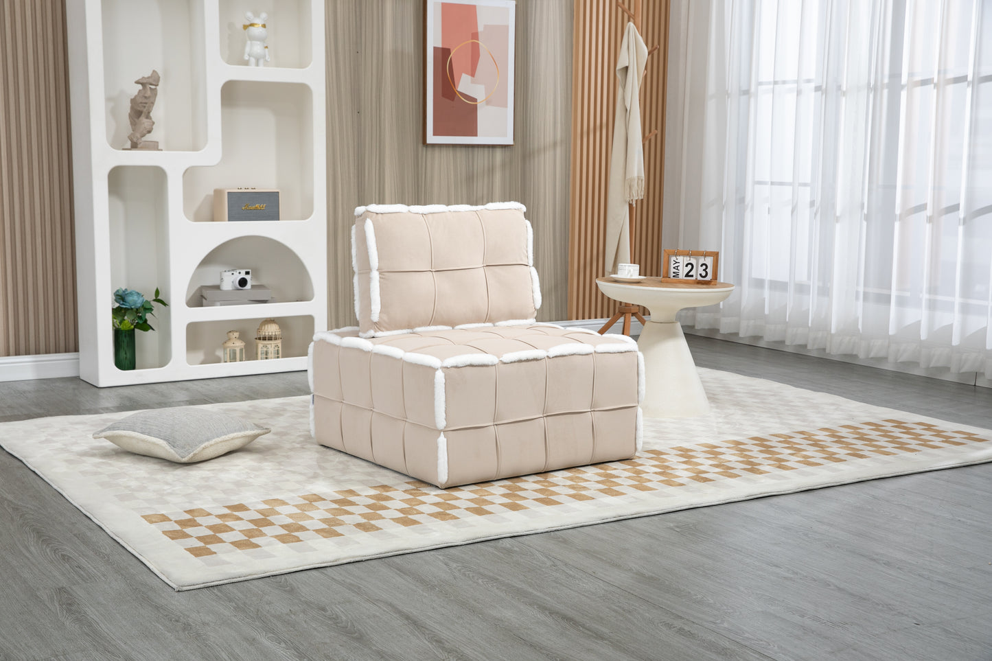 MOONMISS Upholstered Armless Accent Lazy Sofa Lounge Arm Chair,Comfy Oversized Leisure Barrel Chairs for Living Room/Office/Meeting-room/Apartment/Bedroom