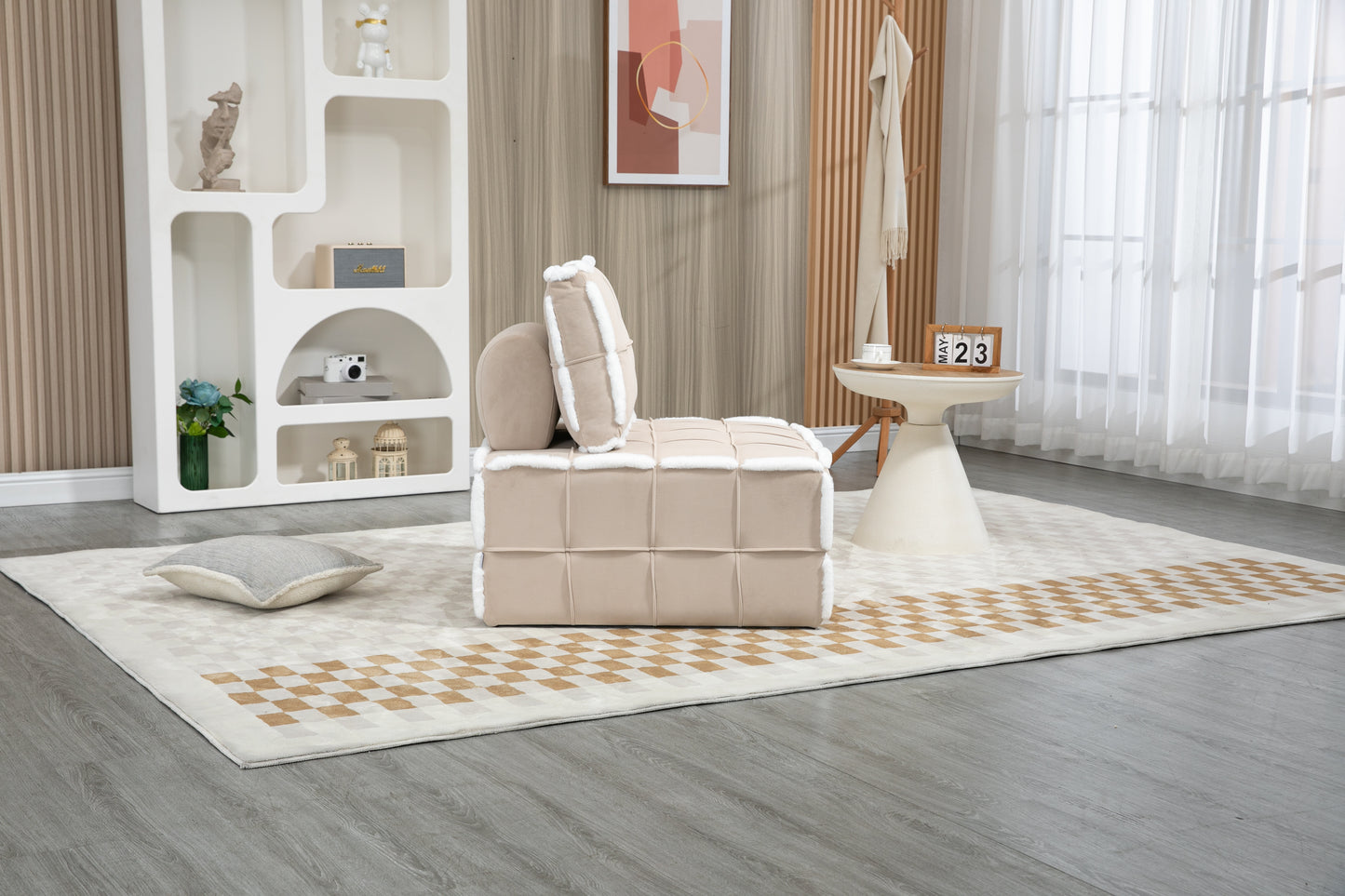 MOONMISS Upholstered Armless Accent Lazy Sofa Lounge Arm Chair,Comfy Oversized Leisure Barrel Chairs for Living Room/Office/Meeting-room/Apartment/Bedroom