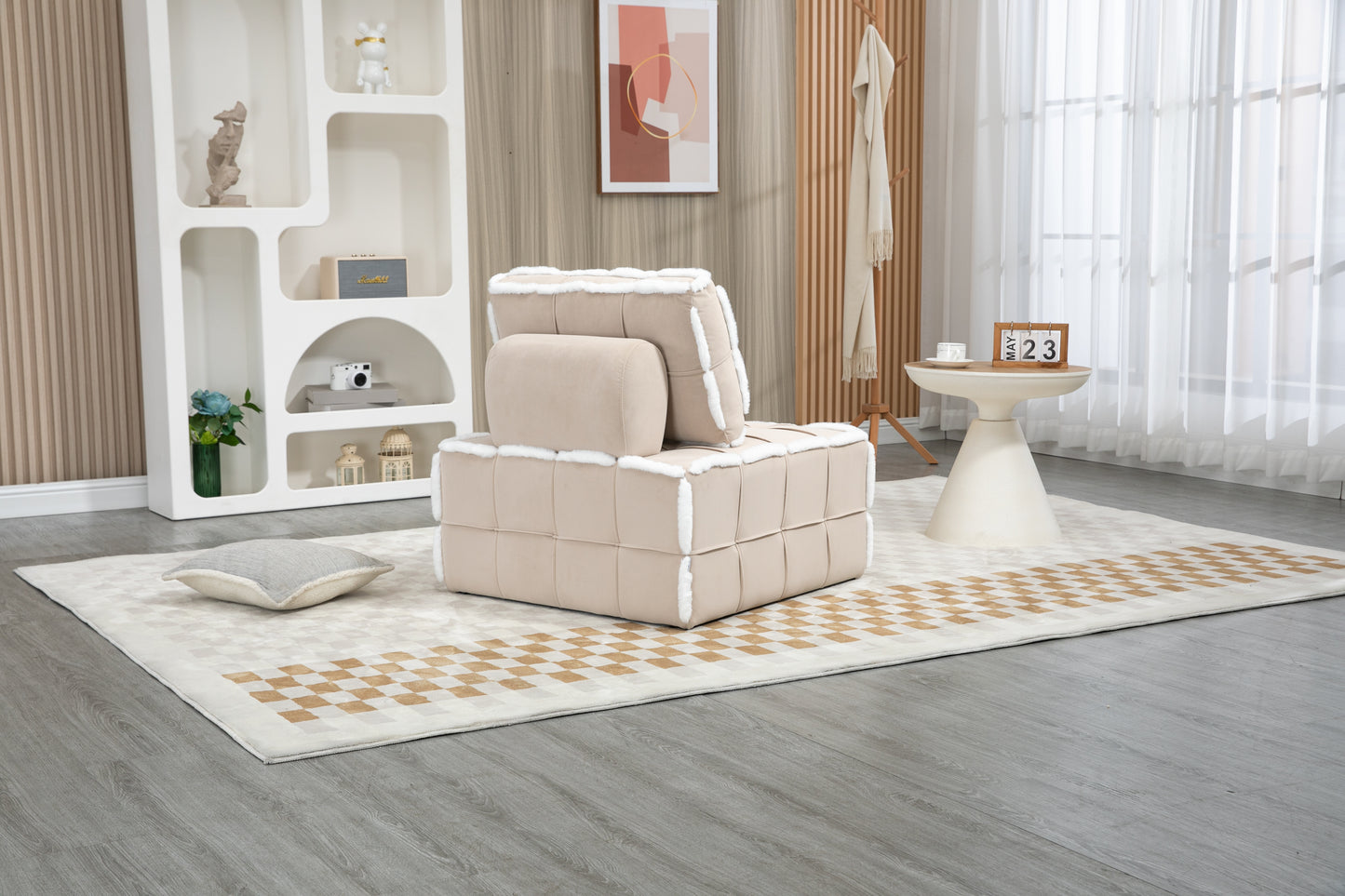 MOONMISS Upholstered Armless Accent Lazy Sofa Lounge Arm Chair,Comfy Oversized Leisure Barrel Chairs for Living Room/Office/Meeting-room/Apartment/Bedroom