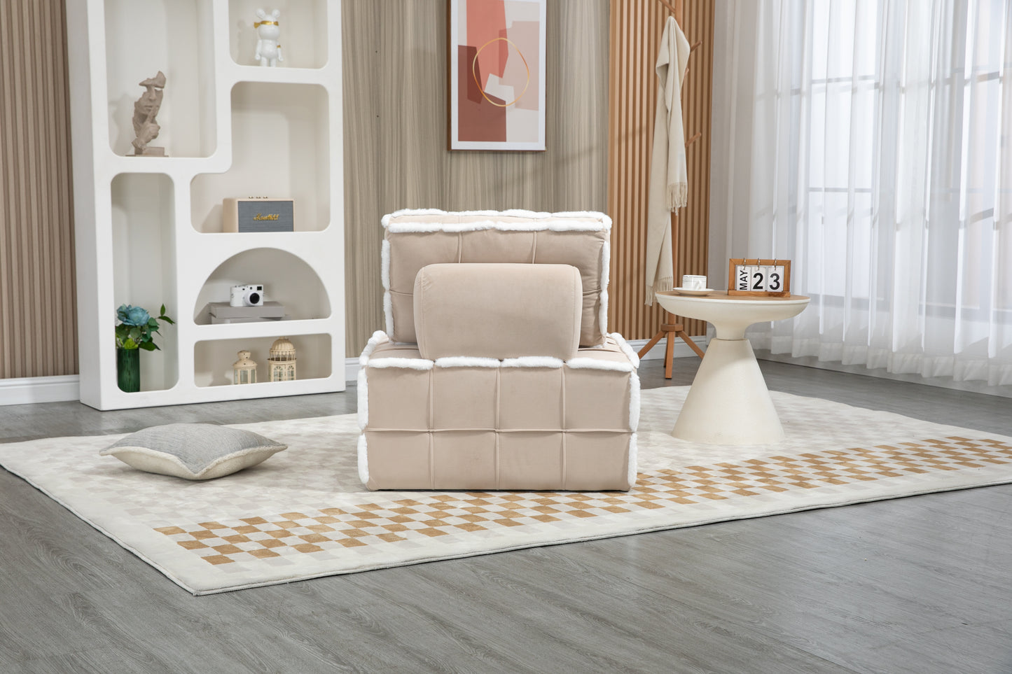 MOONMISS Upholstered Armless Accent Lazy Sofa Lounge Arm Chair,Comfy Oversized Leisure Barrel Chairs for Living Room/Office/Meeting-room/Apartment/Bedroom