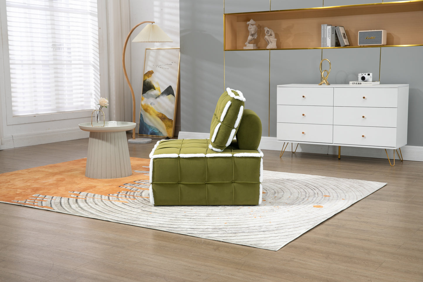 MOONMISS Upholstered Deep Seat Armless Accent Single Lazy Sofa Lounge Arm Chair,Comfy Oversized Leisure Barrel Chairs for Living Room/Office/Meeting-room/Apartment/Bedroom Furniture Set