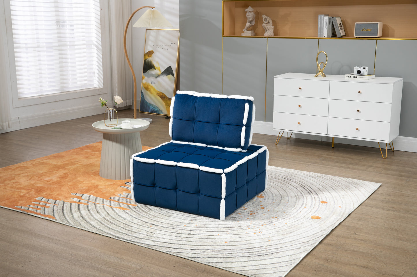 MOONMISS Upholstered Deep Seat Armless Accent Single Lazy Sofa Lounge Arm Chair,Comfy Oversized Leisure Barrel Chairs for Living Room/Office/Meeting-room/Apartment/Bedroom Furniture Set