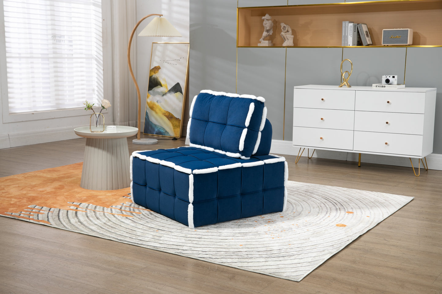 MOONMISS Upholstered Deep Seat Armless Accent Single Lazy Sofa Lounge Arm Chair,Comfy Oversized Leisure Barrel Chairs for Living Room/Office/Meeting-room/Apartment/Bedroom Furniture Set
