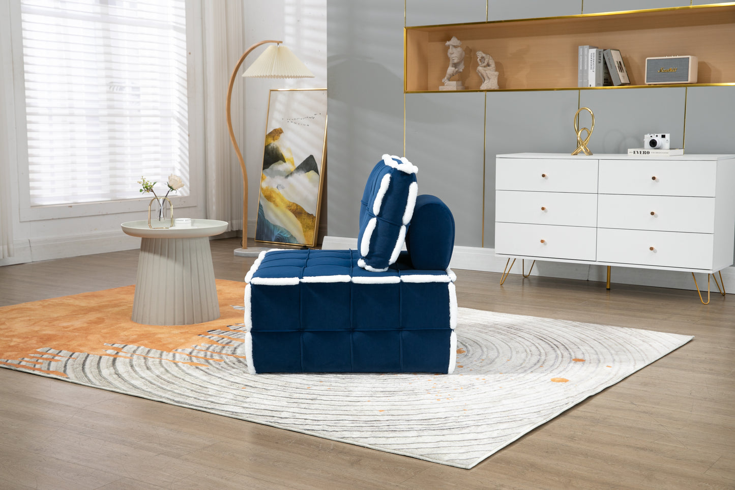 MOONMISS Upholstered Deep Seat Armless Accent Single Lazy Sofa Lounge Arm Chair,Comfy Oversized Leisure Barrel Chairs for Living Room/Office/Meeting-room/Apartment/Bedroom Furniture Set