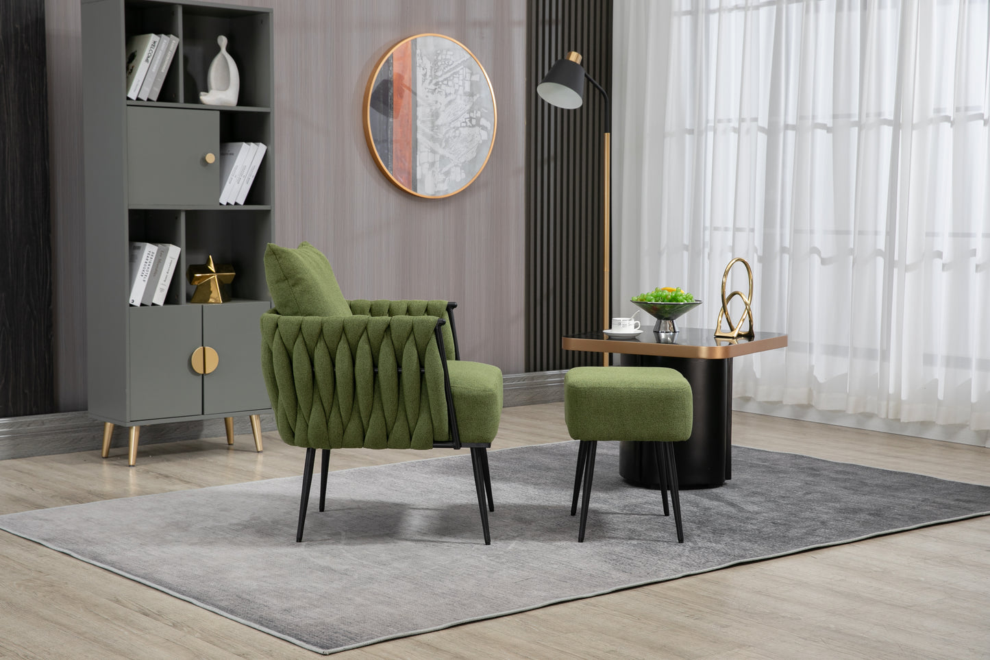 MOONMISS Accent Chair Modern Upholstered Armchair Tufted Chair with Metal Frame, Single Leisure Chairs for Living Room, Bedroom