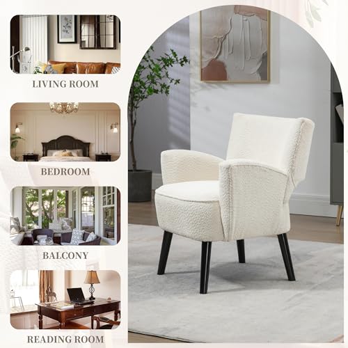 MOONMISS Modern Accent Chair - Cozy Chair with Upholstered Seat, Mid-Century Comfy Accent Chair with Armrests for Living Room, Bedroom