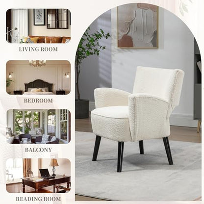 MOONMISS Modern Accent Chair - Cozy Chair with Upholstered Seat, Mid-Century Comfy Accent Chair with Armrests for Living Room, Bedroom