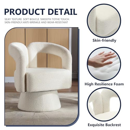 MOONMISS Modern Swivel Accent Chair - Velvet Accent Chair with Round Chair, Mid-Century Chair for Living Room, Bedroom, Office, Waiting Rooms