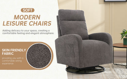 MOONMISS Swivel Glider Rocker Chair, Rocking Chair Nursery with Pocket, Comfy Chair with High Back, Deep Seat for Living Room, Bedroom