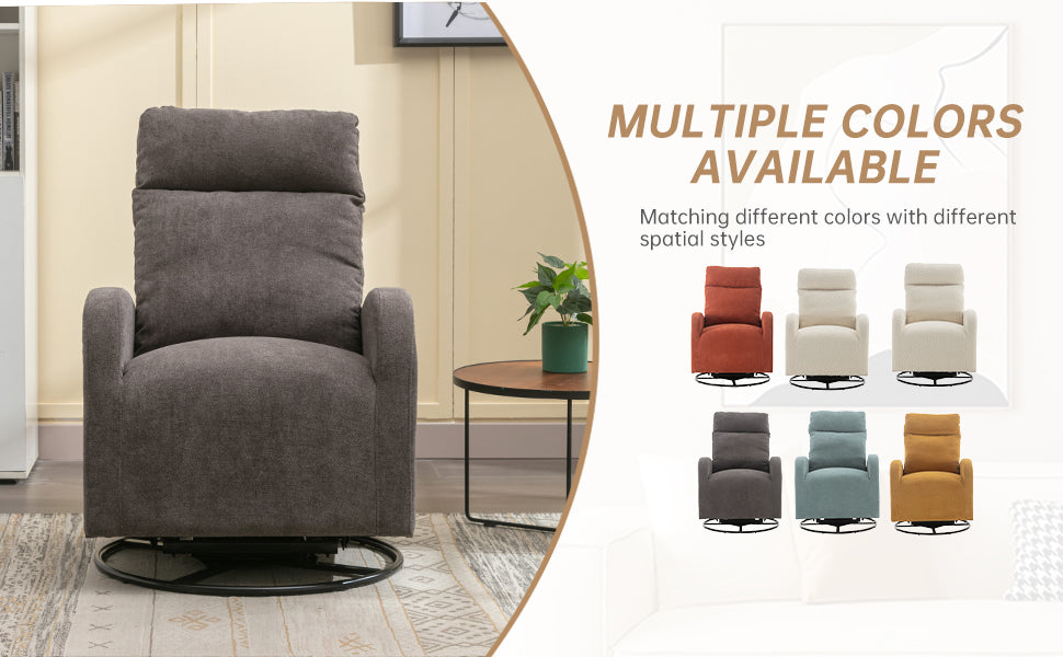 MOONMISS Swivel Glider Rocker Chair, Rocking Chair Nursery with Pocket, Comfy Chair with High Back, Deep Seat for Living Room, Bedroom