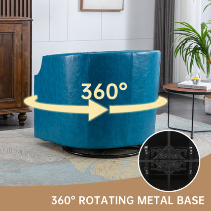 MOONMISS 360 Degree Swivel Accent Chair, Mid-Century Armchair with Deep Seat, Round Barrel Chair for Living Room Bedroom