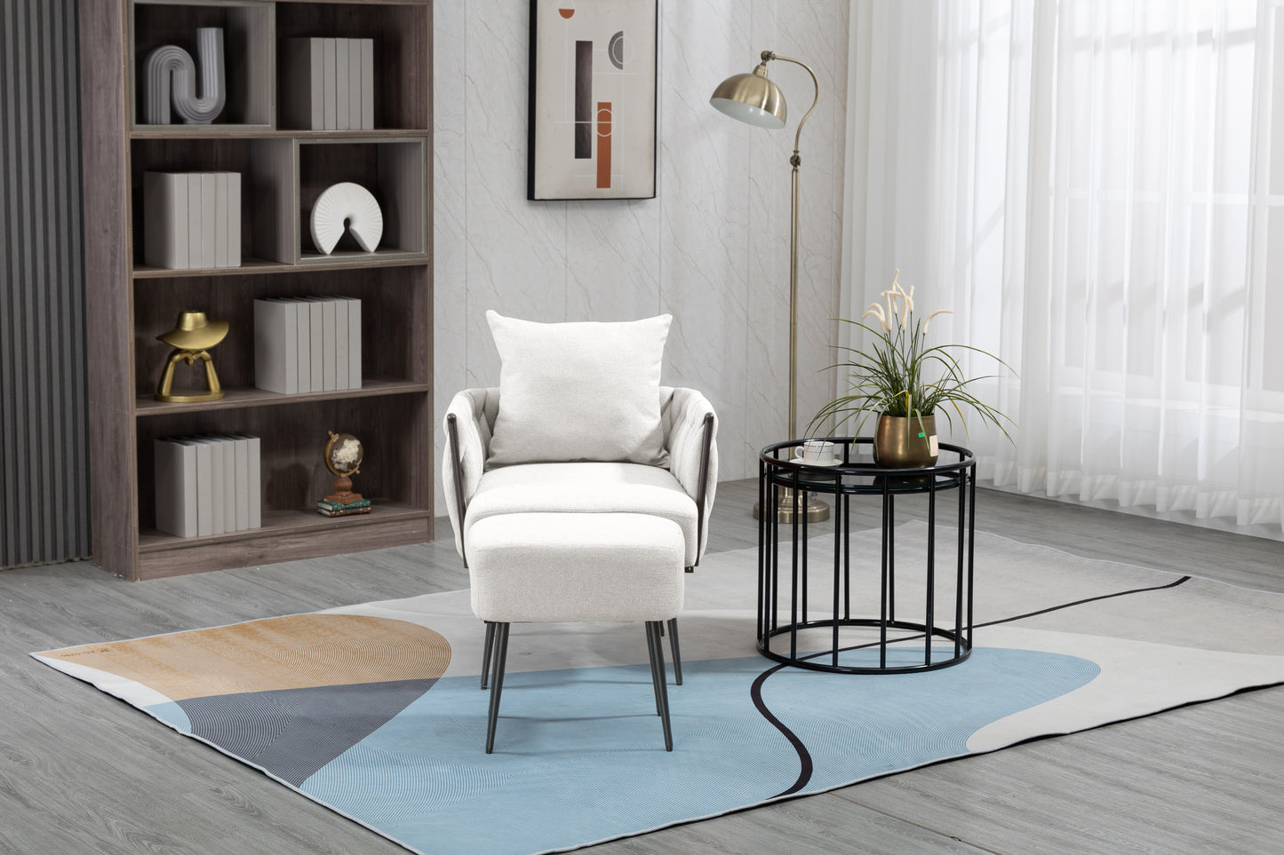 MOONMISS Accent Chair Modern Upholstered Armchair Tufted Chair with Metal Frame, Single Leisure Chairs for Living Room, Bedroom