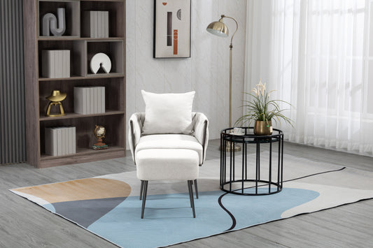MOONMISS Accent Chair Modern Upholstered Armchair Tufted Chair with Metal Frame, Single Leisure Chairs for Living Room, Bedroom