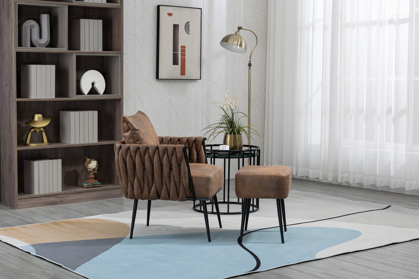 MOONMISS Accent Chair Modern Upholstered Armchair Tufted Chair with Metal Frame, Single Leisure Chairs for Living Room, Bedroom